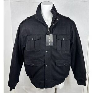 Ablanche Wool Blend Mens 3XL Full Zip Heavy Coat Black Vintage Y2K Dead‎ Stock